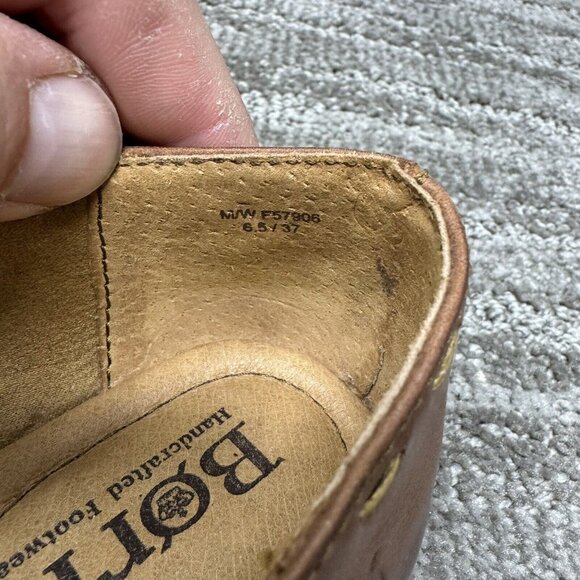 BORN Women's 6.5 Maple Loafers Brown  Leather Basket Weave Boho Look - Picture 5 of 9